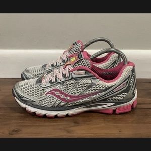 Saucony Ride 5 Womens Pink Gray Running Lace Up Shoes Size 10 (10156-1)